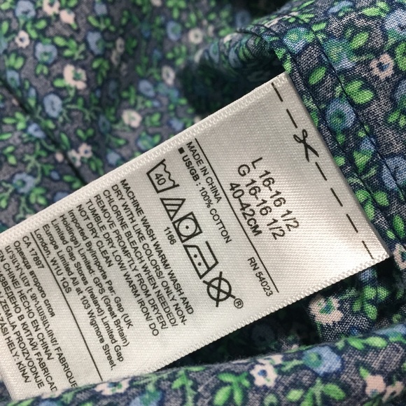 Banana Republic Non Iron Untucked Slim Fit Floral Shirt Men’s L Blue Green - Picture 8 of 8